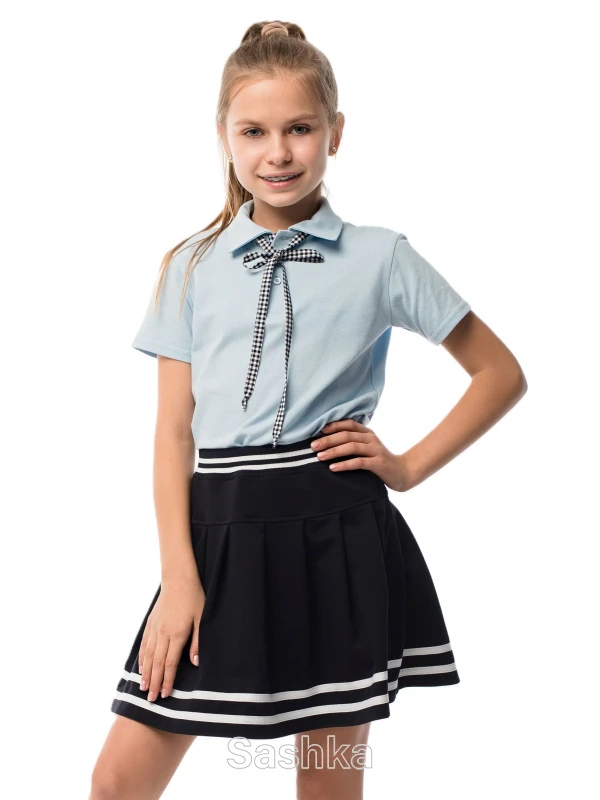 Спідниця Sashka шкільна трикотажна темно-синя, розмір 98-164